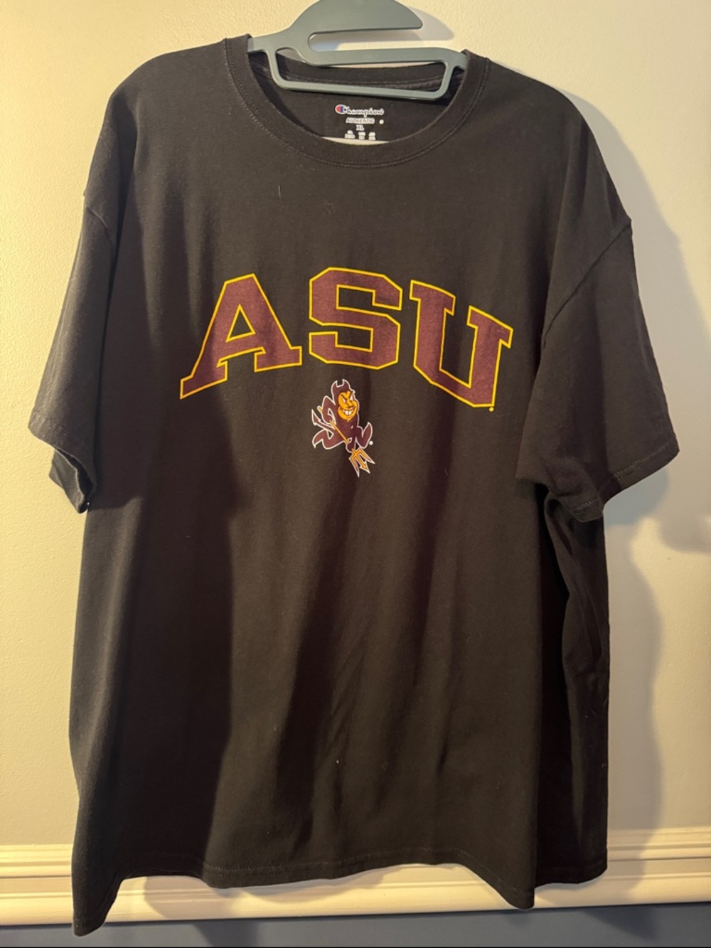 Champion Black ASU Graphic Tee with Maroon and Gold Accents